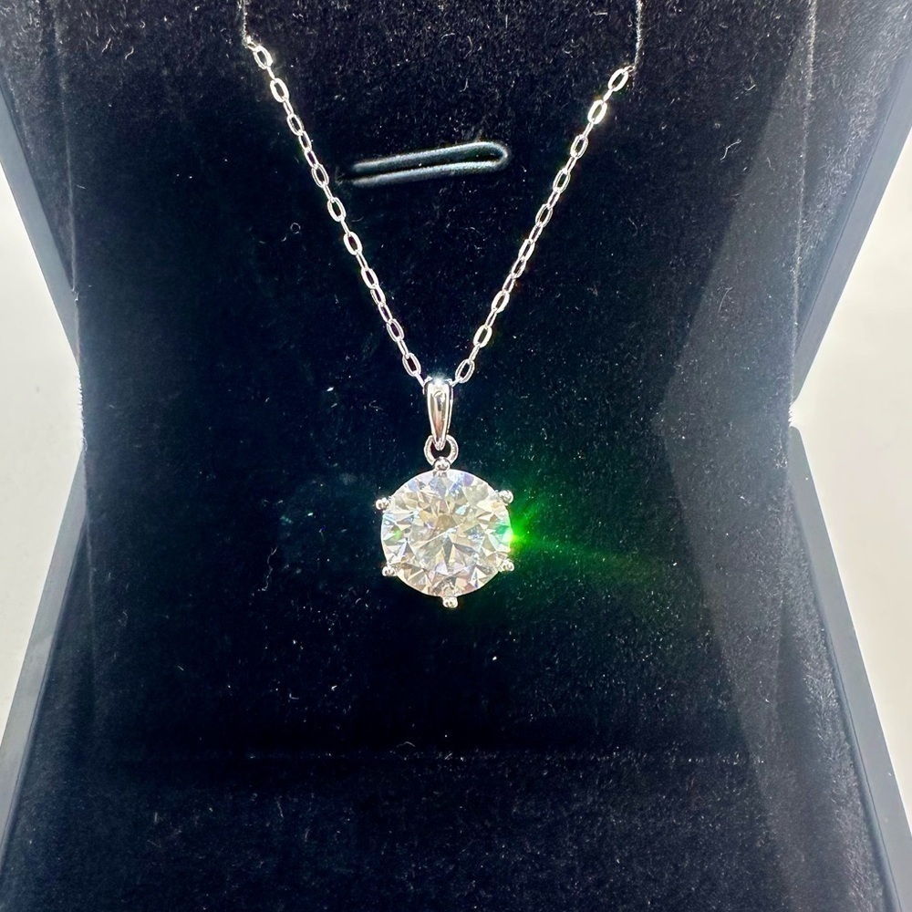 Moissanite Diamond Necklace 3 Ct Pendant Chain 18K S925 Round Cut Jewelry. - Picture 1 of 5